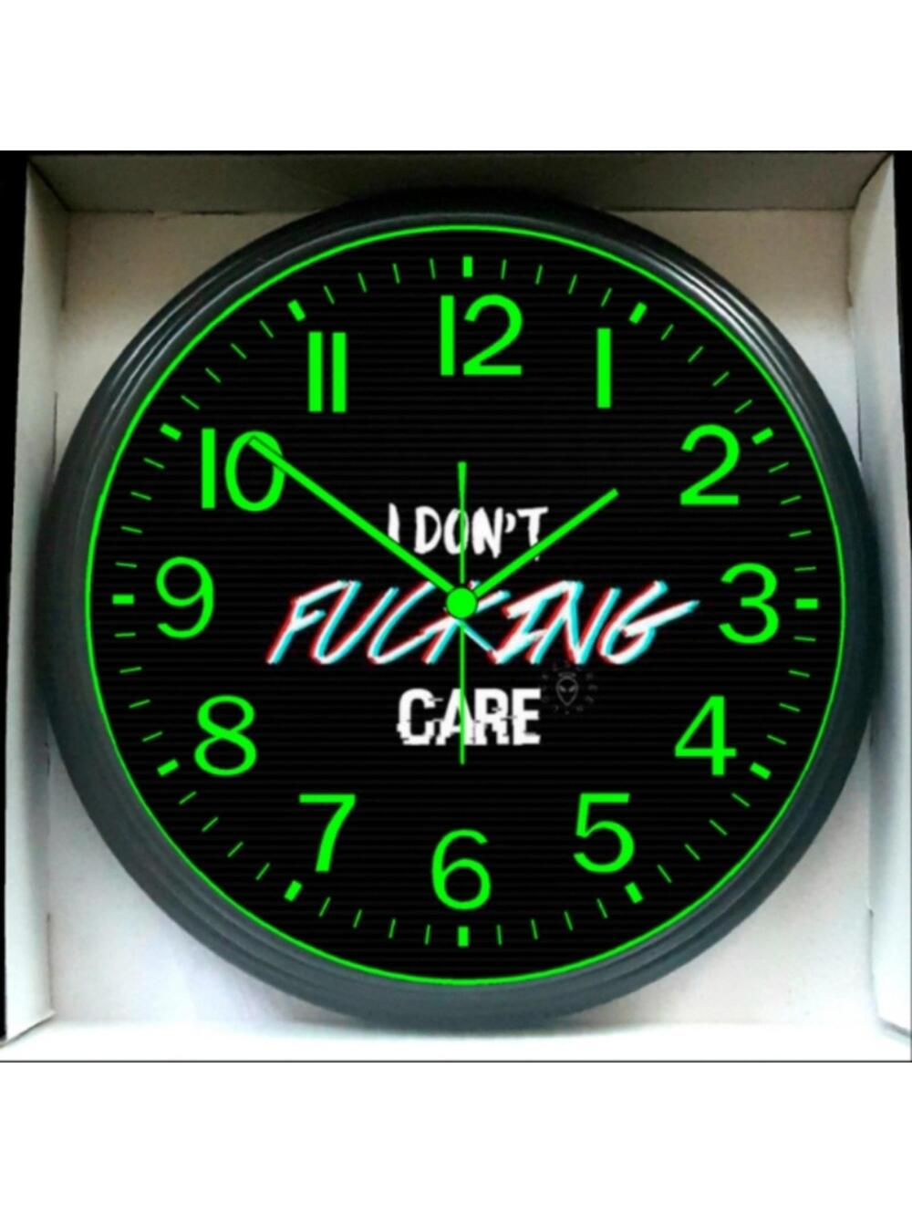 I DONT F-ING CARE Glow In The Dark Wall Clock New!